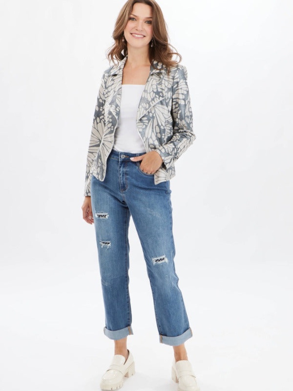 Printed Moto Jacket by Joseph Ribkoff - Picture 4 of 9